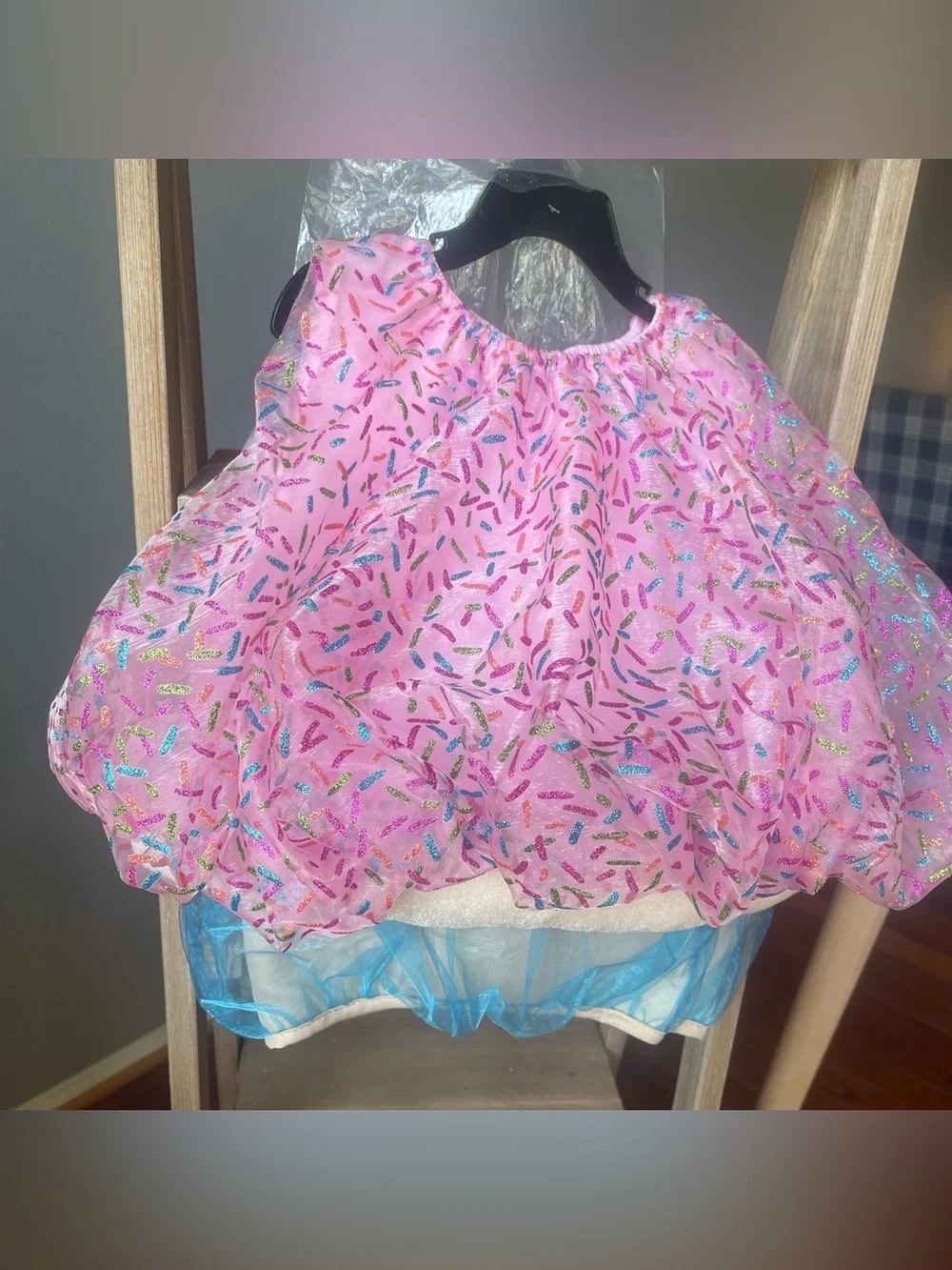 Toddler Cupcake Costume Pink Sprinkles Frosting Tunic Blue Tulle Cherry Headband